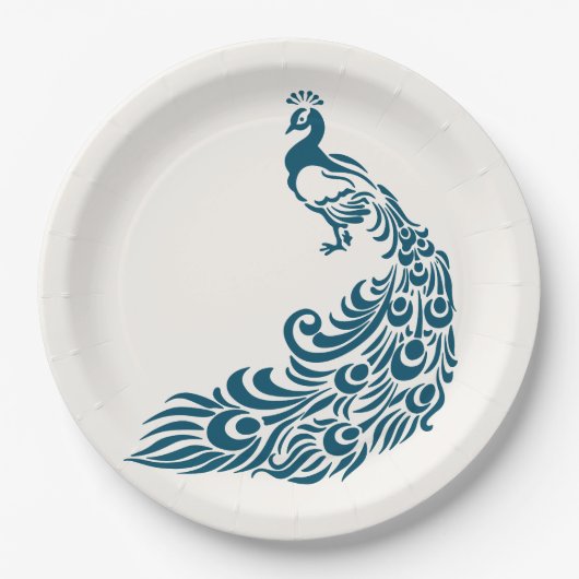 Assiettes En Carton Turquoise Peacock Bold Design Art Déco élégant (Devant)