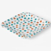 Assiettes En Carton Turquoise Pois orange Plaque papier (Angulaire)