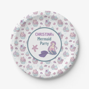 Assiettes En Carton Turquoise Purple Sirène Anniversaire Fête Mer thèm