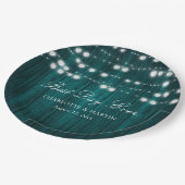 Assiettes En Carton Turquoise Rustique Pays Chaîne de bois Mariage (Angle)