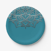 Assiettes En Carton Turquoise & Silver Mandala Elegant Minimal Mariage (Devant)