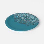 Assiettes En Carton Turquoise & Silver Mandala Elegant Minimal Mariage (Angle)