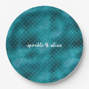 Assiettes En Carton Turquoise Sparkle Mermaid personnalisé