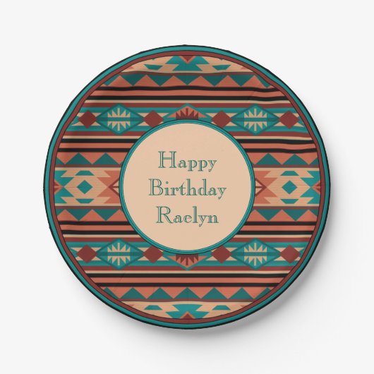 Assiettes En Carton Turquoise Terracotta Monogram (Devant)