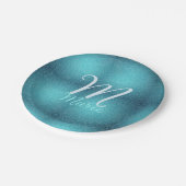 Assiettes En Carton Turquoise turquoise agate aqua monogramme ajouter  (Angle)