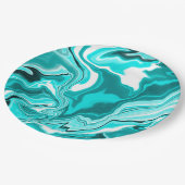 Assiettes En Carton Turquoise, Turquoise et Marbre blanc (Angle)