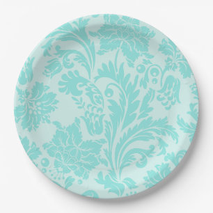 Assiettes En Carton Turquoise vert, bleu vintage damier plaque papier