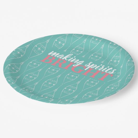 Assiettes En Carton Turquoise vive pour les esprits rétro (Angle)