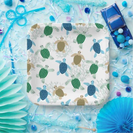 Assiettes En Carton Turtle (Fête)