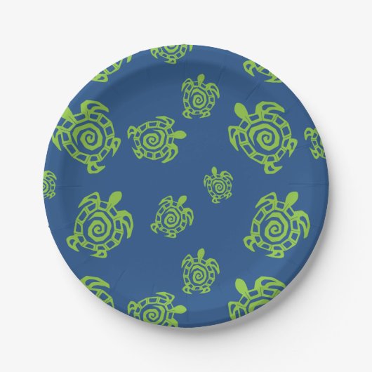 Assiettes En Carton Turtle Green et Blue Party (Devant)
