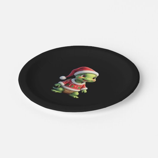 Assiettes En Carton Turtle Ugly Sweater Santa Hat Christmas T-Shirt (1 (Angle)