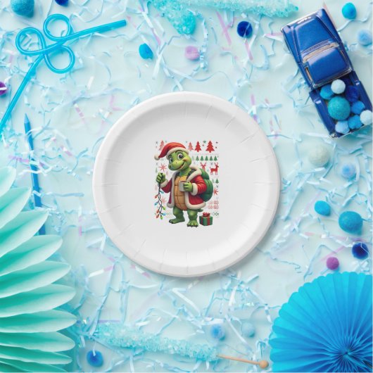 Assiettes En Carton Turtle Xmas Lights Ugly Santa Turtle Christmas Tan (Fête)