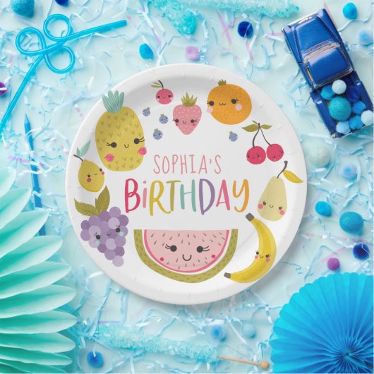 Assiettes En Carton Tutti Frutti Anniversaire Plaques papier (Fête)