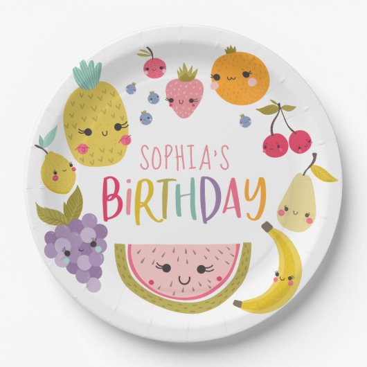 Assiettes En Carton Tutti Frutti Anniversaire Plaques papier (Devant)