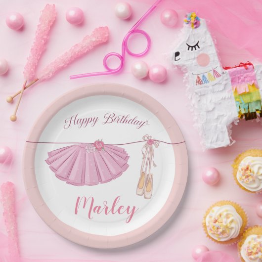 Assiettes En Carton Tutu Ballerina Danse Joyeuse fête d'anniversaire (Fête)