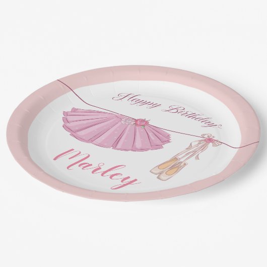 Assiettes En Carton Tutu Ballerina Danse Joyeuse fête d'anniversaire (Angle)