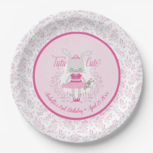 Assiettes En Carton Tutu Cute Bunny Anniversaire personnalisé