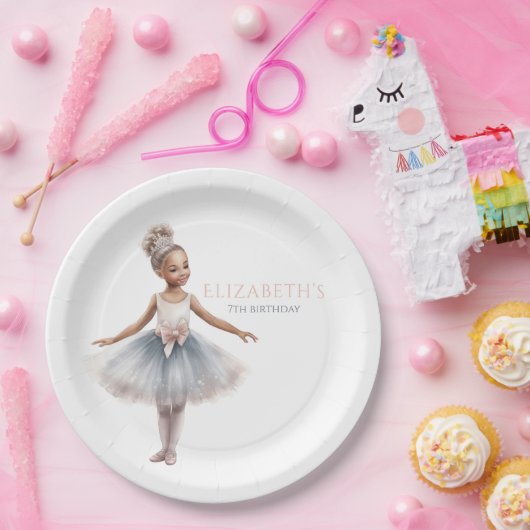 Assiettes En Carton Tutu Cute Elegant Ballerina Aquarelle Anniversaire (Fête)