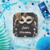 Assiettes En Carton tutu noir or chic Masquerade 50e anniversaire (Fête)