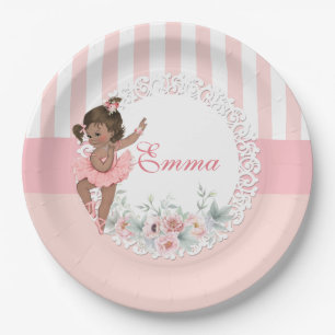 Assiettes En Carton Tutu rose Ballerine Rayures Fleurs Dentelle