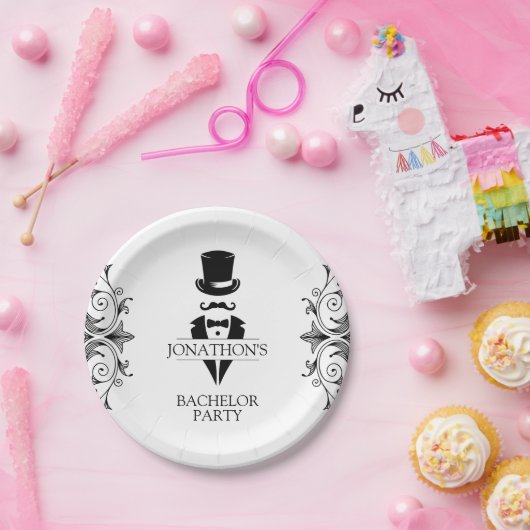 Assiettes En Carton Tuxedo Bachelor (Fête)