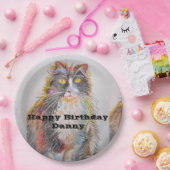 Assiettes En Carton Tuxedo Chat Aquarelle Anniversaire Plaque papier (Fête)