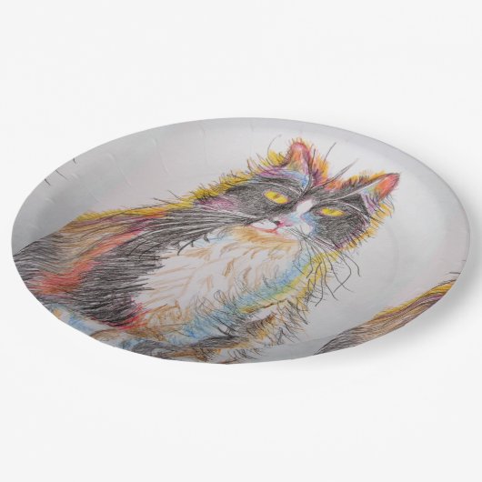 Assiettes En Carton Tuxedo Chat Dessin art Anniversaire Plaque papier (Angle)