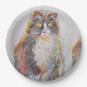 Assiettes En Carton Tuxedo Chat Dessin art Anniversaire Plaque papier (Devant)