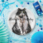 Assiettes En Carton Tuxedo Chat Dessin art Anniversaire Plaque papier (Fête)
