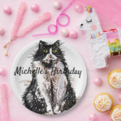 Assiettes En Carton Tuxedo Chat Dessin art Anniversaire Plaque papier (Fête)