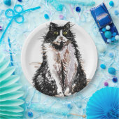 Assiettes En Carton Tuxedo Chat Dessin art Anniversaire Plaque papier (Fête)