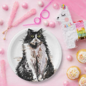 Assiettes En Carton Tuxedo Chat Dessin art Anniversaire Plaque papier (Fête)
