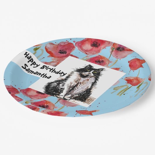 Assiettes En Carton Tuxedo Chat Love You Black and White Cats Girls (Angle)