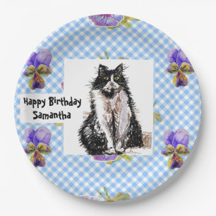 Assiettes En Carton Tuxedo Chat Love You Black and White Cats Girls