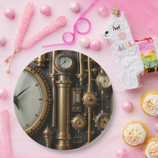 Assiettes En Carton Tuyaux en vapeur et plaques de jauges (Fête)