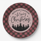 Assiettes En Carton Tweedside Modern Scottish Tartan Christmas (Devant)