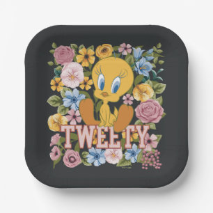 Assiettes En Carton TWEETY™ Broderie Florale Graphique