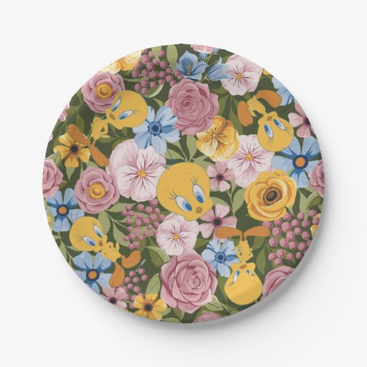 Assiettes En Carton TWEETY™ Floral Embroidery Pattern (Devant)