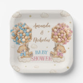 Assiettes En Carton Twin Boy Girl Douche mignonne Ours rose bleu (Recto)
