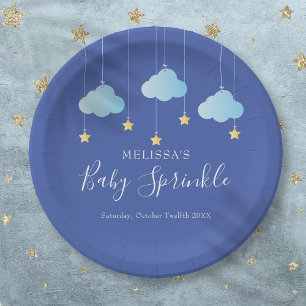 Assiettes En Carton Twinkle Sprinkle Little Star Baby shower bleu