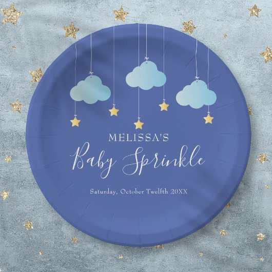 Assiettes En Carton Twinkle Sprinkle Little Star Baby shower bleu