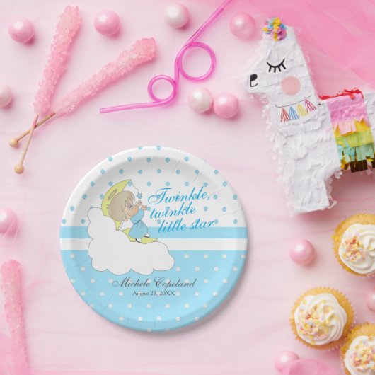 Assiettes En Carton Twinkle, Twinkle Little Star - Baby Boy (Fête)
