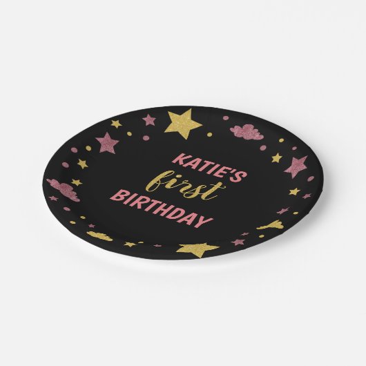 Assiettes En Carton Twinkle Twinkle Little Star Premier Anniversaire r (Angle)
