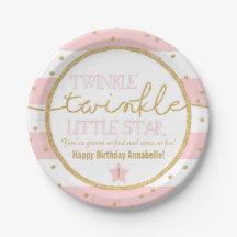 Twinkle Twinkle rose et or Plaques d'anniversaire