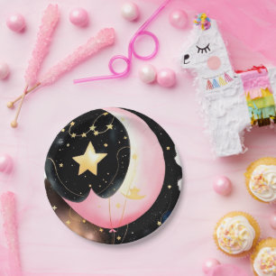 Assiettes En Carton Twinkling Celestial : Lune & Étoiles Baby shower f