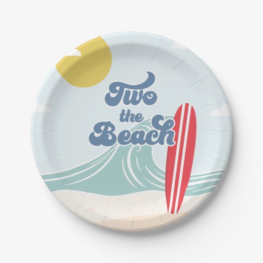 Assiettes En Carton Two Beach Surf Beach 2e anniversaire (Devant)