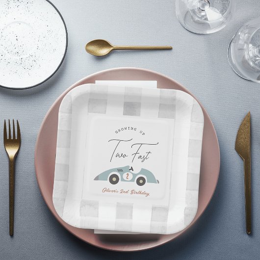 Assiettes En Carton Two Fast Blue Race Car Boy 2nd Birthday