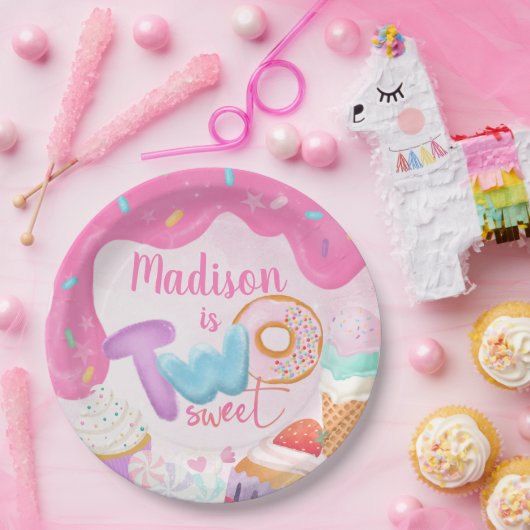 Assiettes En Carton Two Sweet Donut Birthday Plate (Fête)