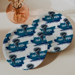 Assiettes En Carton Twonado Twister Tornade Grunge Bleu Anniversaire