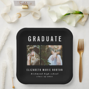 Assiettes En Carton Type graduation multi photo noir et blanc fête